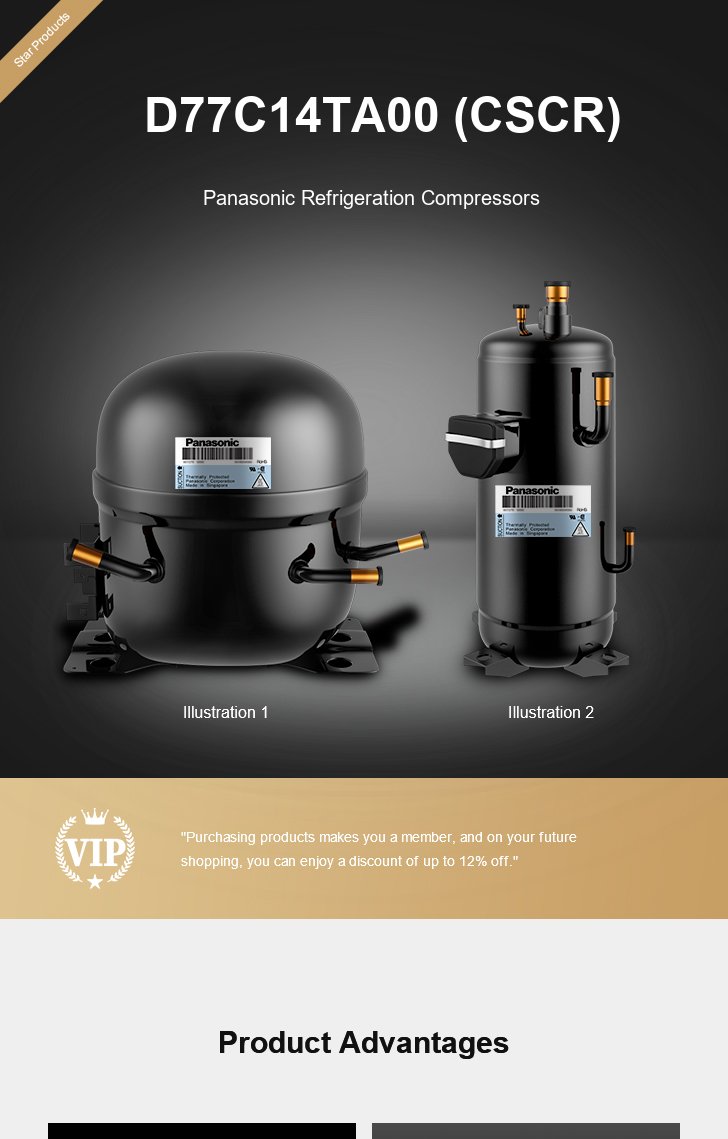 Panasonic Compressor D77C14TA00 (CSCR), technical parameters pdf, structure diagram